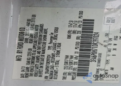 2013 Ford Fusion Se z USA, uszkodzony, nr VIN 3FA6P0H71DR297024